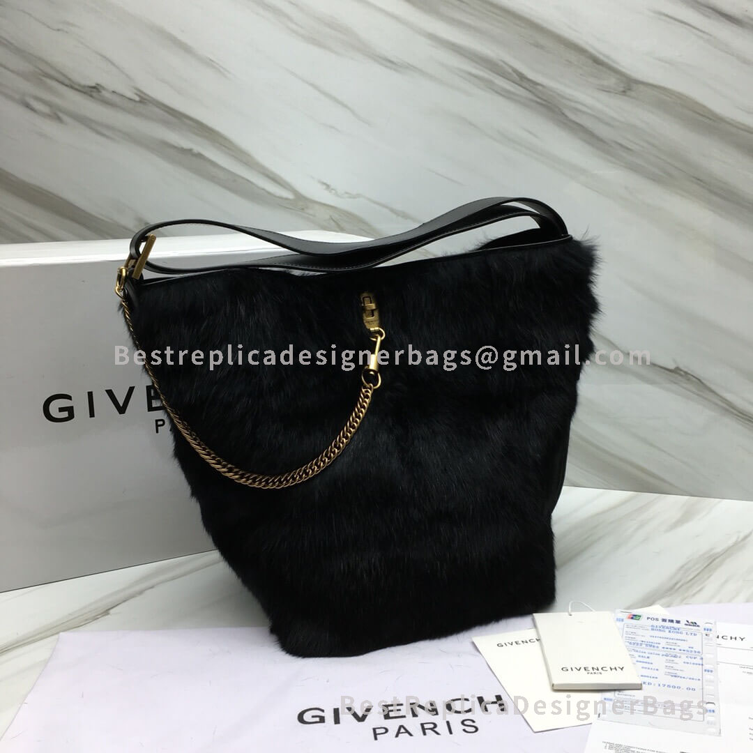 Givenchy Mini GV Bucket Bag In Black Rex Rabbit Hair GHW 29911